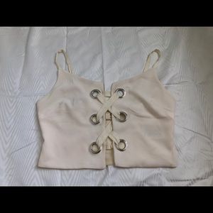 Silence + noise Lace Up Front Crop Top